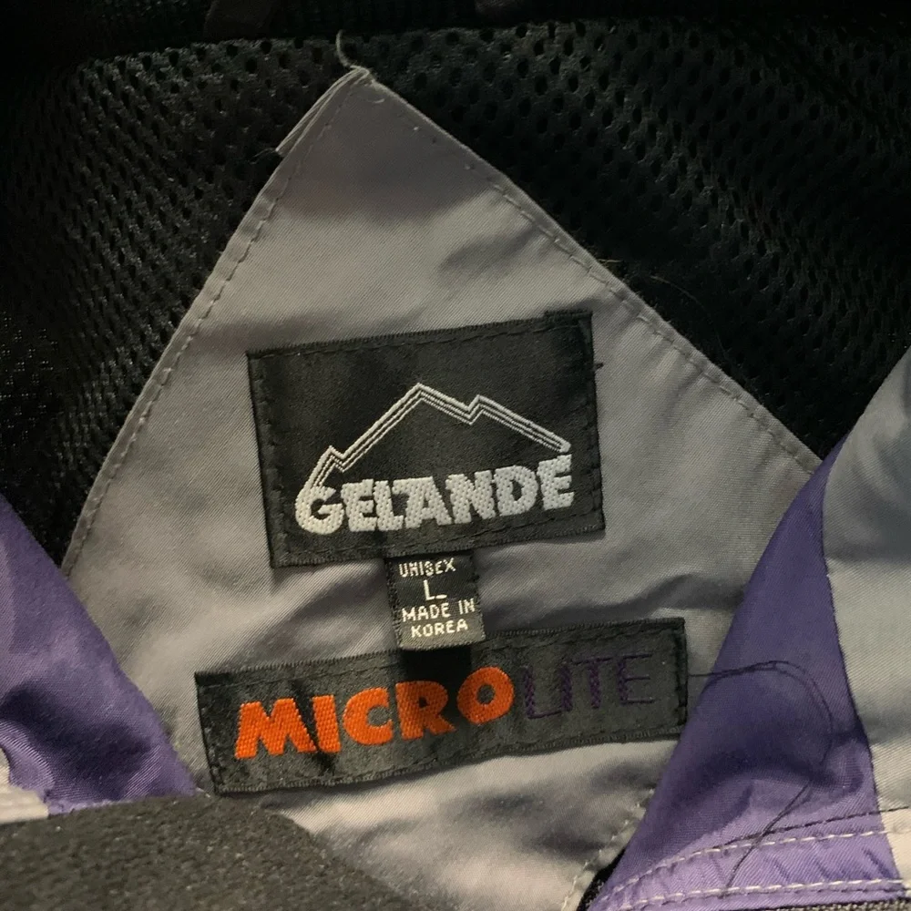 Vtg Gelande Microlite Anorak Purple & Gray Hooded Pullover Jacket Men's Sz Large - Picture 3 of 10
